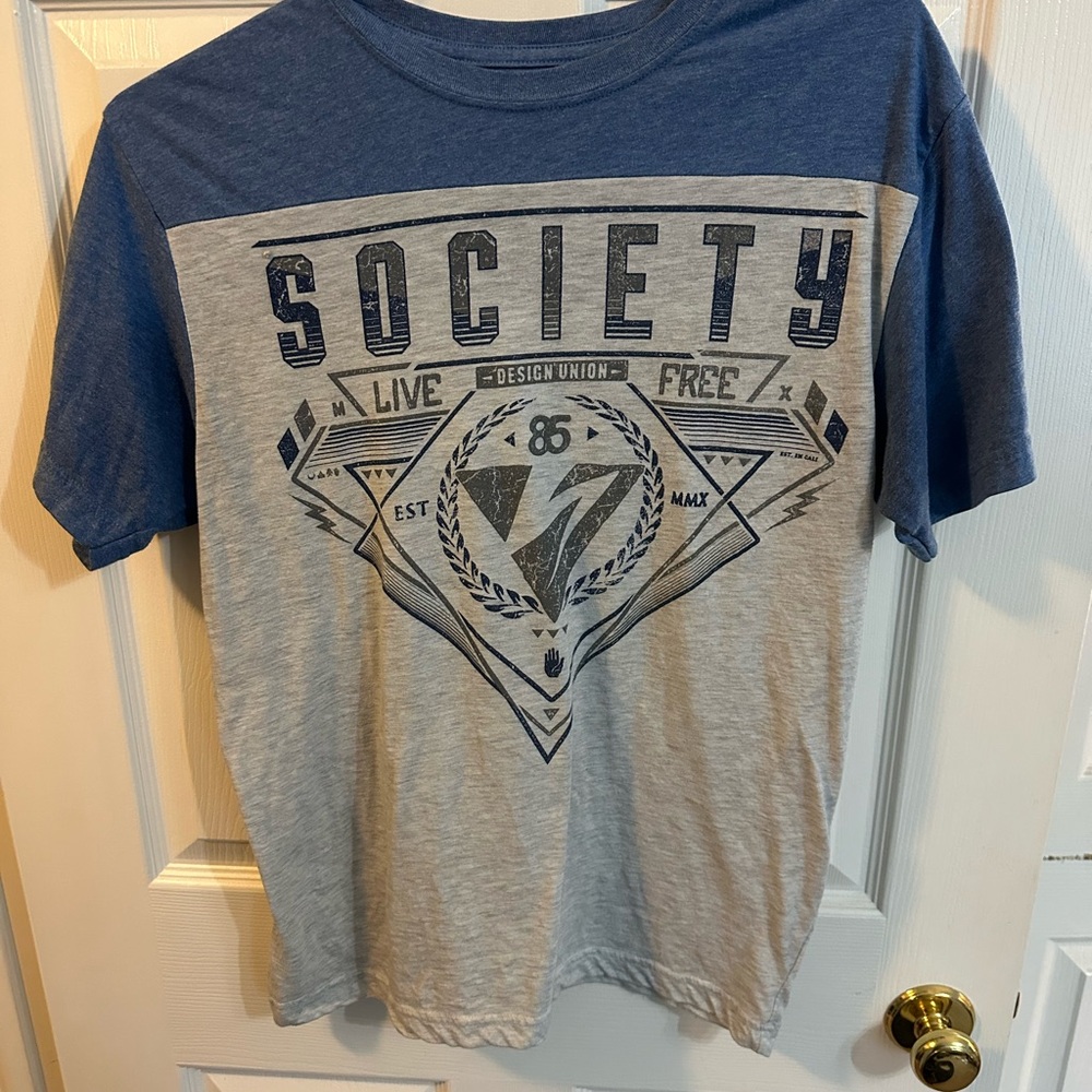 Society Blue and Gray Short Sleeve Tee